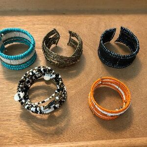 Beaded Cuff Bracelet lot of 5 Bohemian style